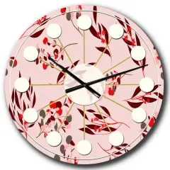 Designart 'Bright Eucalyptus Floral Pattern Ii Mid-Century Modern Wall Clock