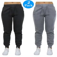 Galaxy by Harvic Women&rsquo;s Slim Fit Heavyweight Fleece-Lined Joggers 2 Pack Charcoal/Heather Gray