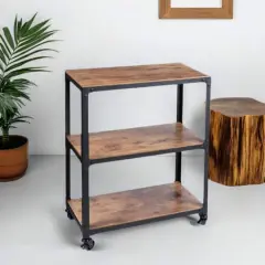Mind Reader 30" Brown & Black 3-Tier Rolling Bar Cart