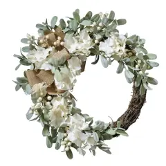 Haute Decor 22" Cream Crescent Hydrangea Wreath
