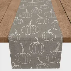 72'' Gray Pumpkin Pattern Cotton Twill Runner