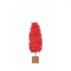 Hello Honey&reg; 9.5" Fabric Yarn Tree with Wood Block Base Hot Pink