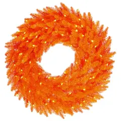 24" Pre-Lit Orange Fir Christmas Wreath, Orange Dura-Lit LED Lights