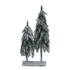 Hello Honey&reg; 23.5" Snowy Green Faux Evergreen Trees with Wood Base