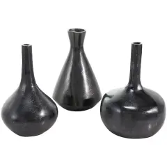 CosmoLiving by Cosmopolitan Contemporary Aluminum Vase Set Black