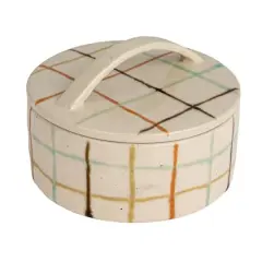 Hello Honey&reg; 5" Multicolor Mosaic Retreat Stoneware Dish with Lid
