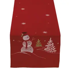 DII&reg; 70" Red Embroidered Snowman Table Runner