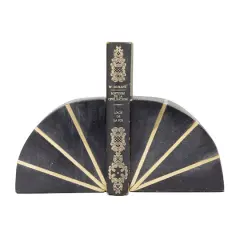 CosmoLiving by Cosmopolitan Black Marble Glam Bookends, 5" x 5" x 2"