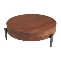 12" Brown Wood Tray with Black Metal Legs