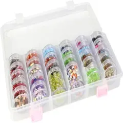 Everything Mary Large Plastic Bead Storage Box with 28 Jars