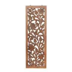 Brown Traditional Floral Mango Wood Wall D&eacute;cor