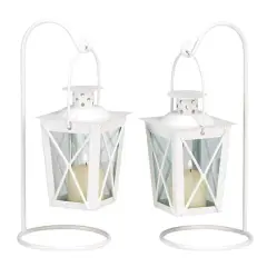 9" White Railroad Candle Lanterns