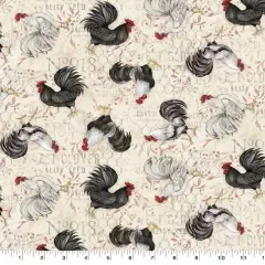 Susan Winget Farmhouse Rooster Toss Cotton Fabric