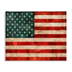 Stupell Industries US American Flag Rustic Pattern Canvas Wall Art