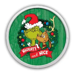 The Grinch Naughty and Nice 20" x 20" Dr. Seuss Round White Framed Print