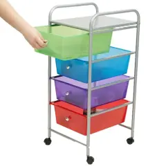 Mind Reader 30.2" Multicolor 4-Drawer Storage Trolley Rolling Cart