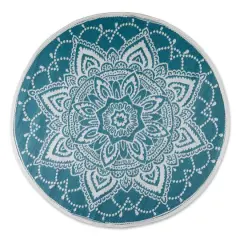 DII&reg; Storm Blue Round Boho Floral Outdoor Rug, 5ft.