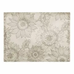 Large Sunflower Head Cotton Twill Placemat Gray