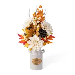 Glitzhome&reg; 22" Fall Dahlia, Lotus Pod and Berry Centerpiece
