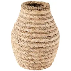10" Light Brown Seagrass Handmade Braided Vase