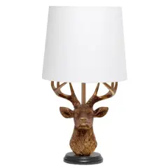 Simple Designs&trade; 17" Copper Deer Antler Table Lamp with White Shade