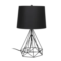 Lalia Home 23.5" Geometric Wired Table Lamp with Fabric Shade Black Matte