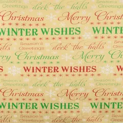JAM Paper Gold Winter Wishes Gift Wrap