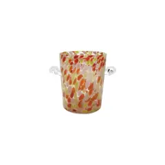 Hello Honey 3.5-Quart Confetti Glass Ice Bucket with Handles, Orange, Pink and Yellow