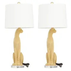 29" Polystone Glam Leopard Table Lamps, 2ct. Gold