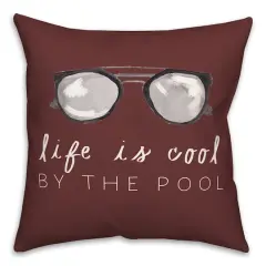 Life by the Pool Indoor/Outdoor Throw Pillow Maroon