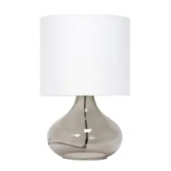 Simple Designs&trade; 14" Glass Raindrop Table Lamp with White Shade Smoke Gray with White Shade