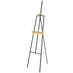 68.5" Black Metal Painter's Inspired 4-Tier Display Easel with Gold Accents