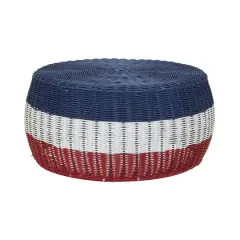 Household Essentials 9" Metal Woven Storage Ottoman Blue Stripe