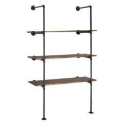 NEX&trade; 55" Black DIY Industrial Wall-Mounted Iron Pipe Open Bookshelf