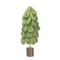 Hello Honey&reg; 12" Light Green Wool Tree with Gold Cord & Wood Base