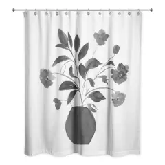 Monochromatic Floral II 71" x 74" Shower Curtain