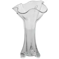 Clear Abstract Fluted Tulip Glass Vase