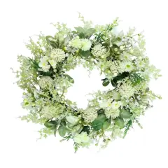 26" Artificial Echinops Chrysanthethemum & Daisy Floral Spring Wreath