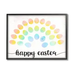 Stupell Industries Happy Easter Phrase Patterned Egg Rainbow Framed Giclee Art Black