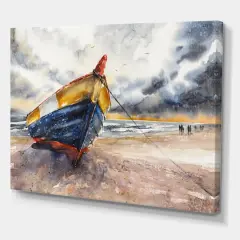 Designart - Wooden Boat On The Baltic Shores - Nautical & Coastal Canvas Wall Art Print