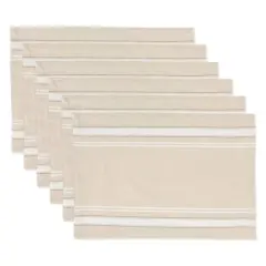 DII&reg; French Stripe Placemats, 6ct. White and Taupe