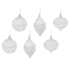 Iridescent Swirl Glass Ornaments Set