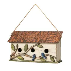 Glitzhome&reg; 15.75" Distressed Cottage Birdhouse White