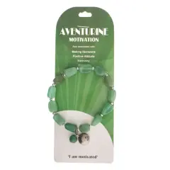 John Bead Aventurine Green Natural Stone Bracelet with Silver Charm