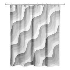 74" Wave Print Shower Curtain Gray
