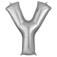 32" Silver Letter Foil Balloon Y