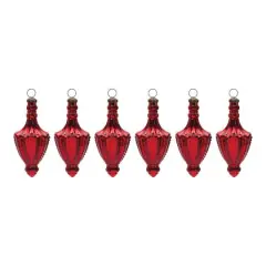 4ct. Red Mercury Glass Finial Drop Ornament