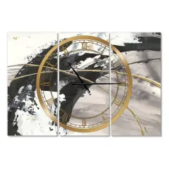 Designart Glam Painted Arcs I Modern 3 Panel Wall Clock