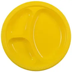 JAM Paper 10.25" Divided Plastic Party Plates, 20ct. Yellow