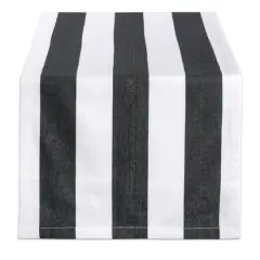 Black/White Dobby Stripe Table Runner 18" x 108"
